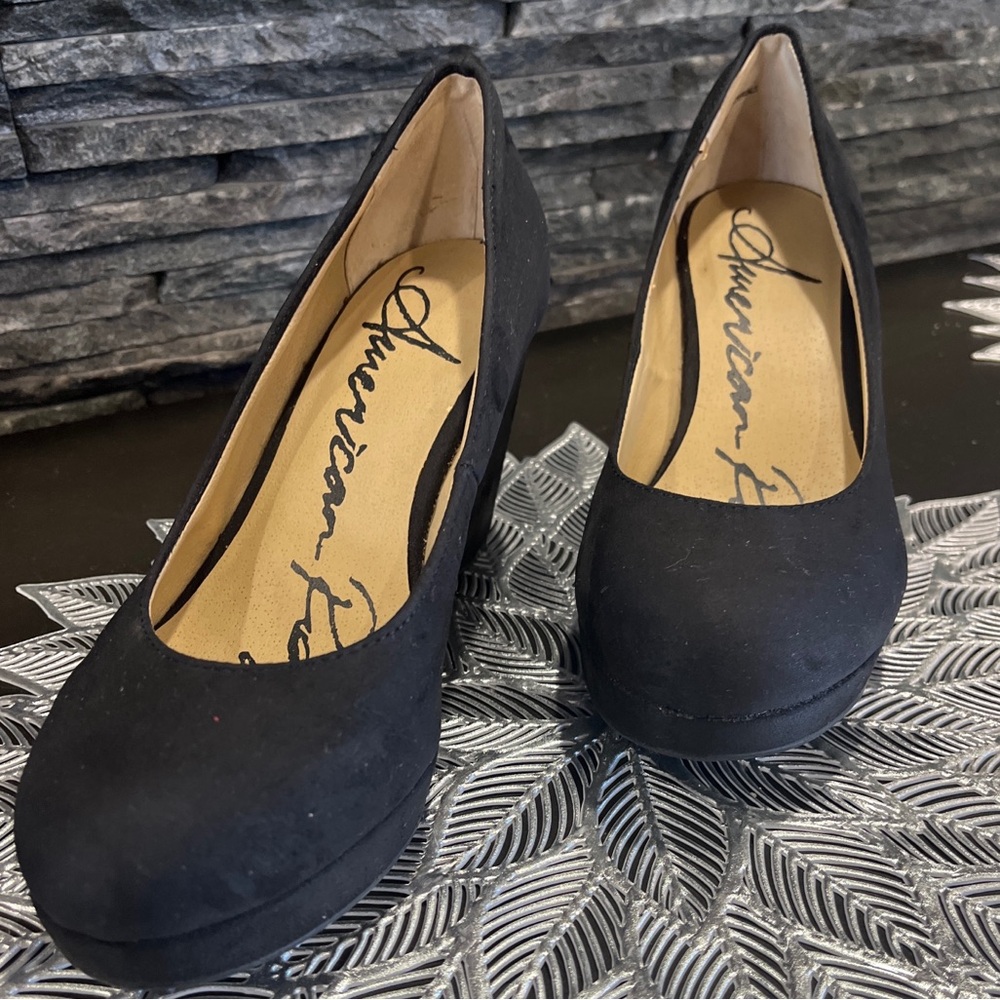 American Rag Cie Black Faux Suede Wedge KENNA Women's Shoes 7.5